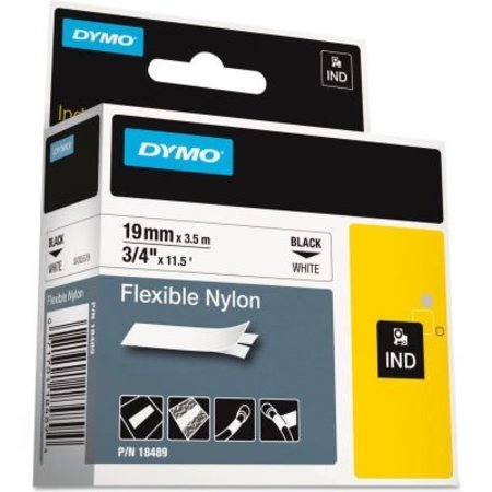 DYMO DYMO Rhino Flexible Nylon Industrial Label Tape, 3/4in x 11-1/2 ft, White/Black Print 18489